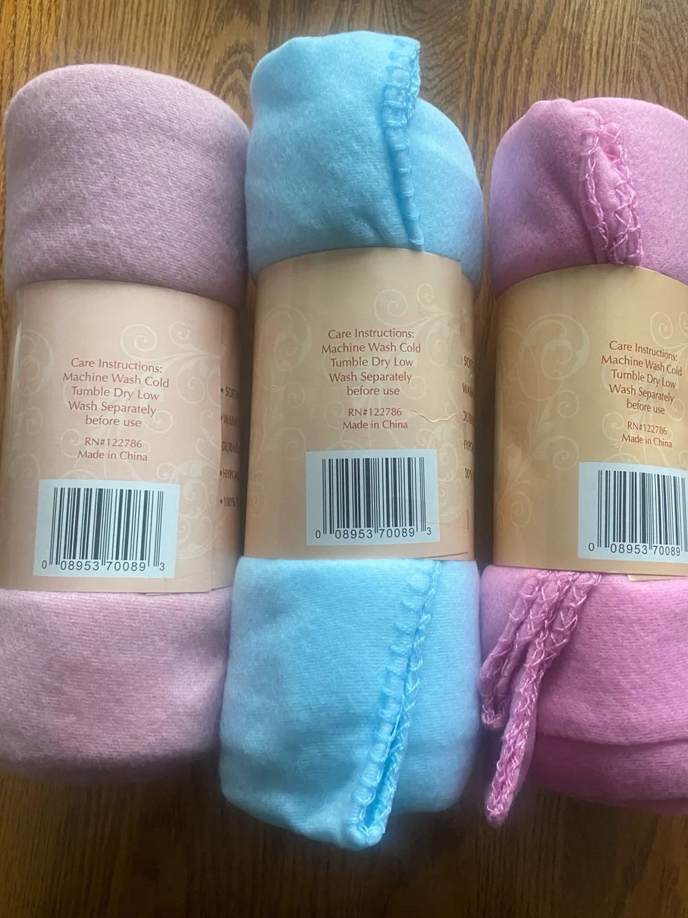 Lot of 3 Deluxe Fleece Throw Blanket Pastel Tones Lavender Pink Light Blue 50x60